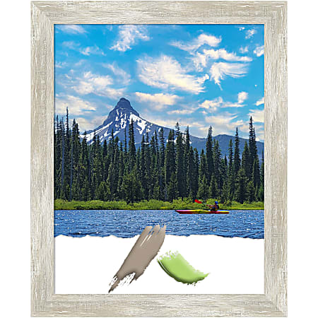 Amanti Art Crackled Metallic Narrow Picture Frame, 13" x 16", Matted For 11" x 14"