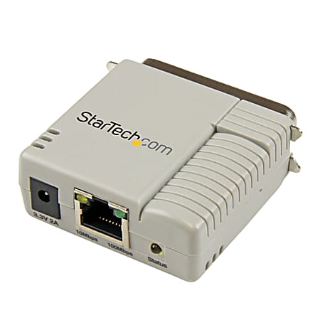 StarTech.com 1 Port 10/100 Mbps Ethernet Parallel Network Print Server - Convert a standard parallel printer into a shared network printer over a 10/100 Ethernet network - 1 Port Parallel Network Print Server - Parallel Print Server