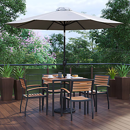 Flash Furniture Lark 7-Piece Outdoor Patio Table Set, 29-1/2"H x 35-1/4"W x 35-1/4"D, Gray