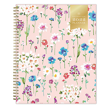 Day Designer Weekly/Monthly Planner, 8-1/2" x 11", Wildflowers Blush, January To December 2022, 132435