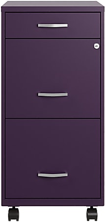 Realspace® SOHO Organizer 18"D Vertical 3-Drawer Mobile File Cabinet, Purple