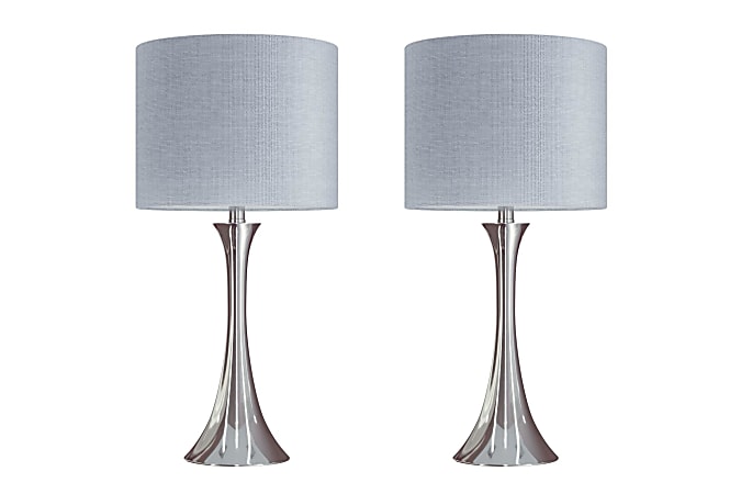 LumiSource Lenuxe Contemporary Table Lamps 24 14 H Gray Silver