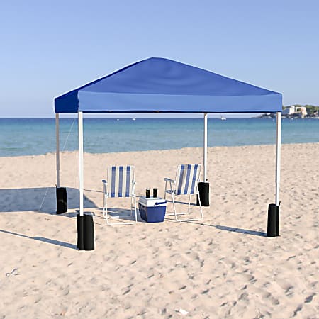 Flash Furniture Pop-Up Event Canopy Tent With Sandbags And Wheeled Case, 106"H x 116"W x 116"D, Blue