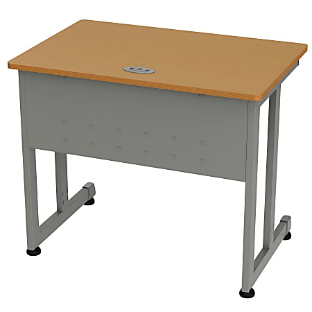 Linea Italia, Inc. 36"W Computer Desk, Gray/Maple