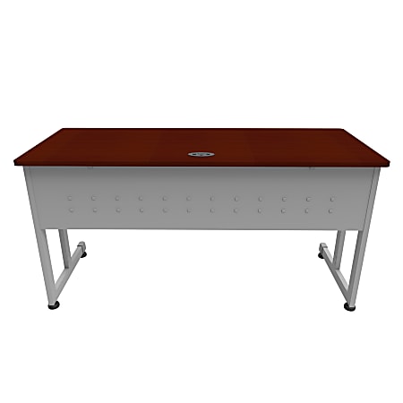 Linea Italia, Inc. 60"W Executive Computer Desk, Gray/Cherry