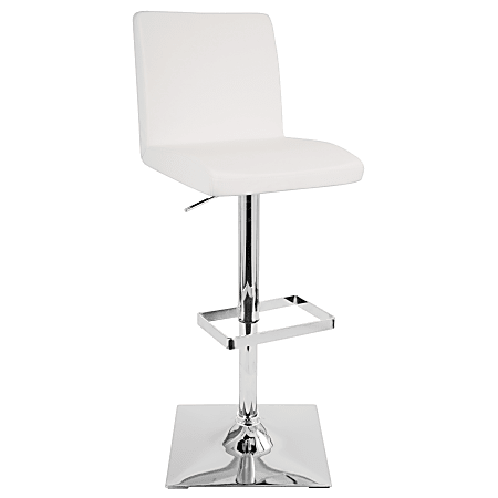 LumiSource Captain Bar Stool, White/Chrome