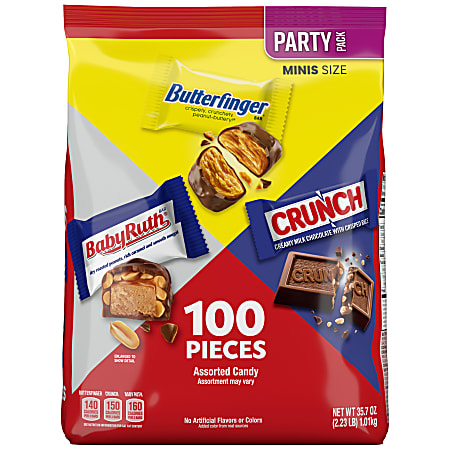 Butterfinger & Co. Assorted Minis Party Pack, 35.7 Oz, Pack Of 100 Minis