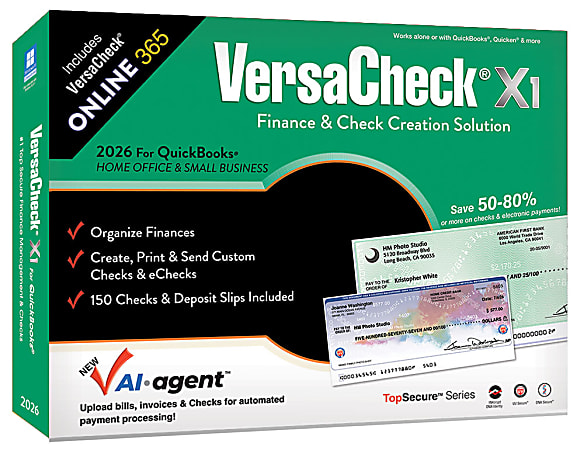VersaCheck X1 2026 For QuickBooks + VersaCheck ONLINE Gold Bundle, 1 User, 1-Year Subscription, PC, Download