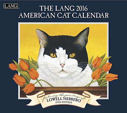 LANG Monthly Wall Calendar, 13 3/8" x 12", American Cat, January-December 2016