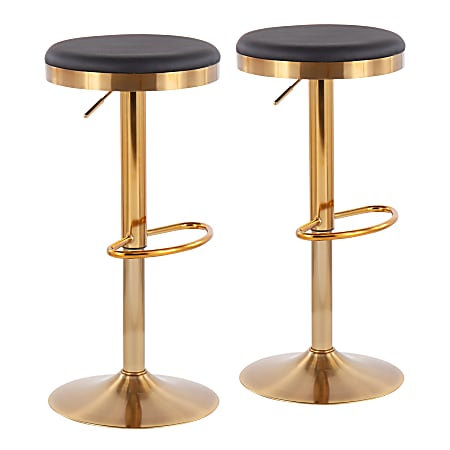 LumiSource Dakota Upholstered Bar Stools, Gold/Black, Set Of 2 Stools