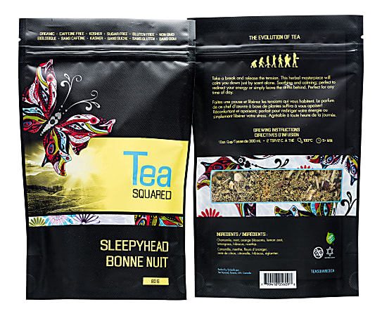 Tea Squared Sleepyhead Organic Loose Leaf Tea, 2.8 Oz, Carton Of 3 Bags