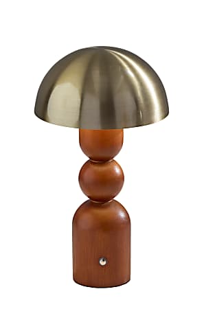 Adesso Connie LED Cordless Table Lamp, Walnut with Antique Brass Shade