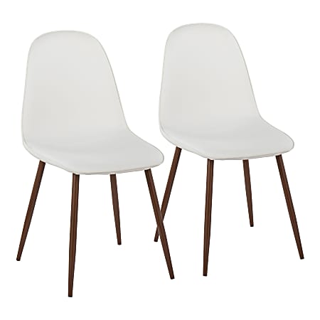 LumiSource Pebble Contemporary Dining Chairs, White/Walnut, Set Of 2 Chairs
