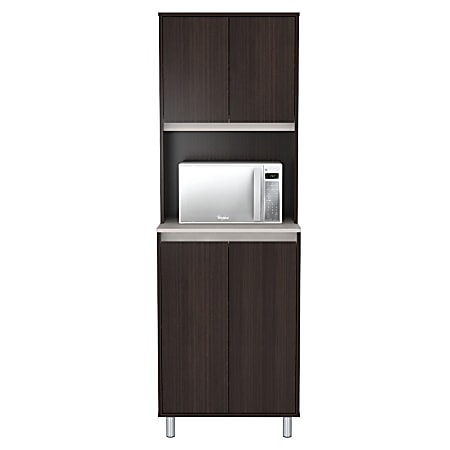 Inval 4-Door Coffee Station Cabinet, 70-7/8”H x 23-5/8”W x 19-3/4”D, Espresso/Ambar Gray