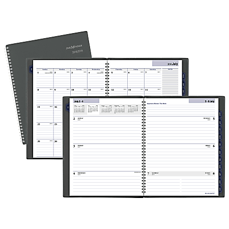 AT-A-GLANCE® DayMinder® Academic Weekly/Monthly Planner, 8 1/2" x 11", 30% Recycled, Charcoal, July 2018 to June 2019