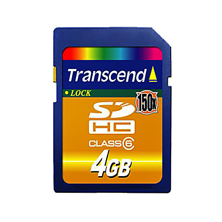 Transcend 4GB Secure Digital High Capacity (SDHC) Card - (Class 6) - 150x - 4 GB