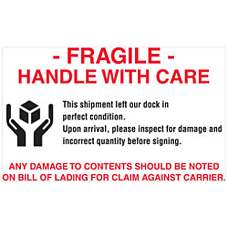 Tape Logic® Preprinted Pallet Protection Labels, DL3191, 6" x 4", Red/White, Roll Of 500