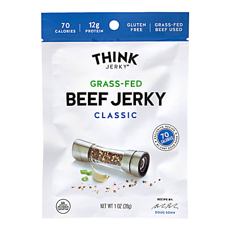 Think Jerky Classic Beef Jerky, 1 Oz, Pack Of 12 Pouches