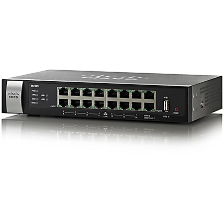 Cisco RV325 Gigabit Dual WAN VPN Router - 16 Ports - SlotsGigabit Ethernet - Desktop, Wall Mountable