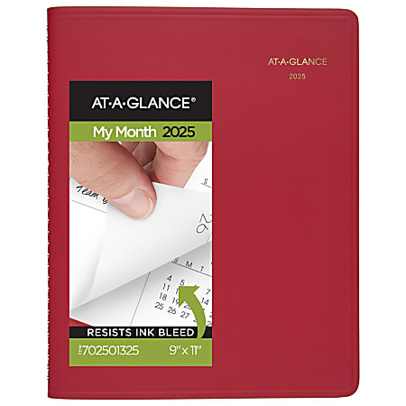 2025-2026 AT-A-GLANCE® 15-Month Monthly Planner, 9" x 11", Red, January To March, 7025013