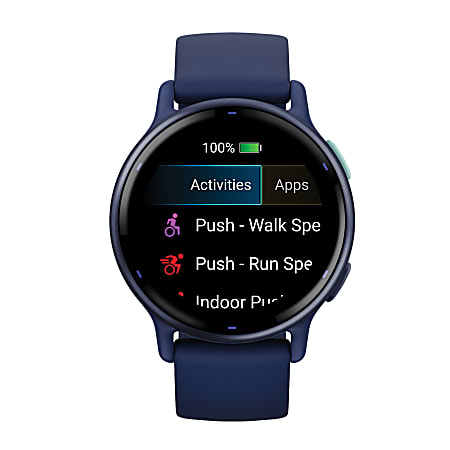 Garmin v voactive 5 Fitness Tracking Smartwatch With Aluminum Bezel And Silicone Band Navy Blue Office Depot