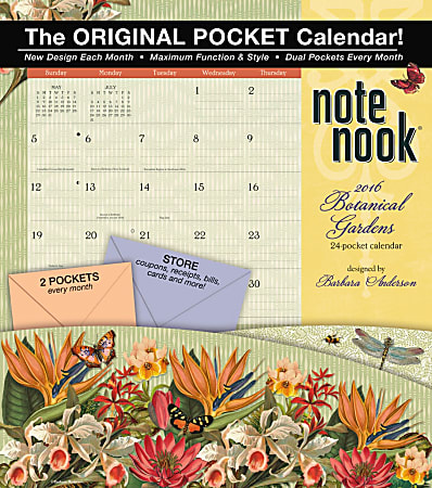 Wells Street By LANG Note Nook Monthly Wall Calendar, 11 3/4" x 13 1/4", Botanical Gardens, January-December 2016