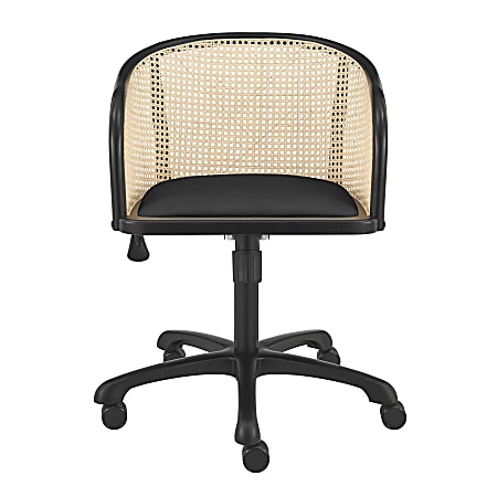 Eurostyle Elsy Adjustable Velvet Low-Back Office Task Chair With Cane Back, Black