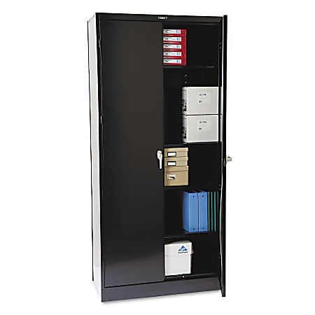 Tennsco Deluxe Storage Cabinet, 4 Fixed Shelves, 78"H x 36"W x 18"D, Black
