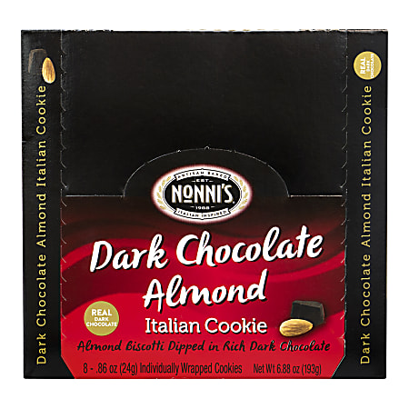 Nonni's Dark Chocolate Almond Biscotti, 0.86 Oz, Box Of 8 Biscotti