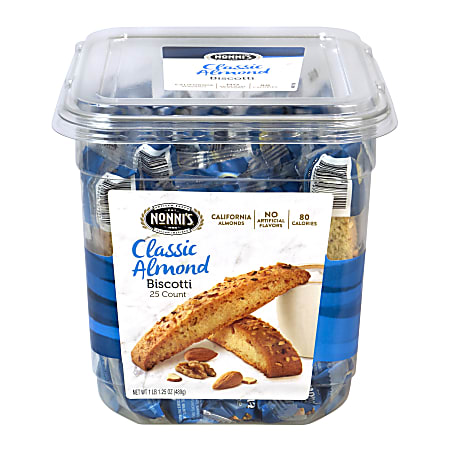 Nonni's Classic Almond Biscotti, Tub Of 25 Biscotti