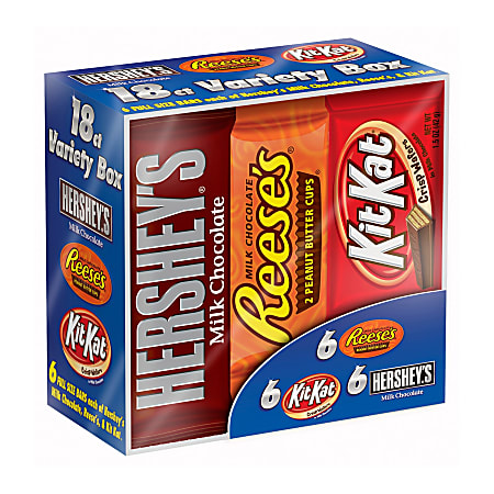 HERSHEY'S Variety Pack Assorted Candy Bars, 16.88 lb box, 180 bars
