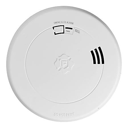 First Alert® Battery-Operated 2-In-1 Smoke And CO Alarm With Voice And Location Alerts, 8-1/2”L x 6-3/4”W x 2-1/2”H, White