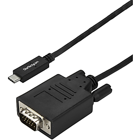StarTech.com 3m / 10ft USB C to VGA Cable - USB Type C to VGA - 1920 x 1200 - Black - 9.8ft. / 3 m USB C to VGA cable and adapter in one - 1920 x 1200 VGA cable - Black