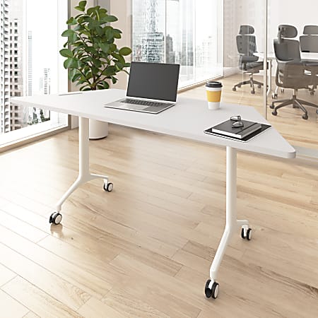 Bush Business Furniture Synergy 72-inch Trapezoid Modular Office Conference Table, White, Standard Delivery