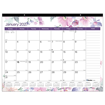 2027 Blueline® Colorful Monthly Desk Pad Calendar, 22” x 17”, Passion, January To December, C194113, Total Qty 1