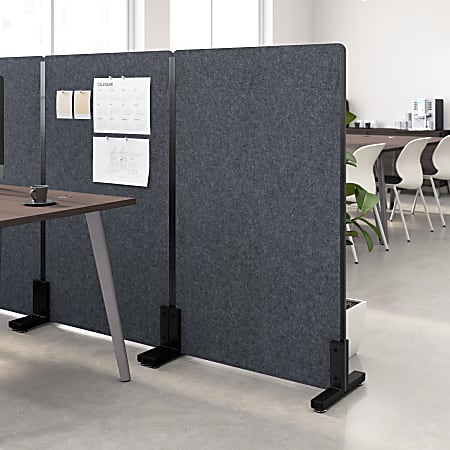 WorkPro® Motiva Freestanding Privacy Screen, 54-7/8”H x 34-1/8”W x 15”D, Cool Charcoal, Standard Delivery