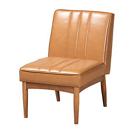 Baxton Studio Daymond Dining Chair, Tan/Walnut Brown