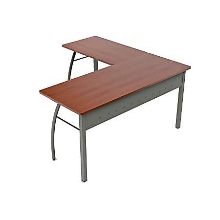 Linea Italia, Inc L-Shaped Corner Desk, 60"W, Cherry/Gray