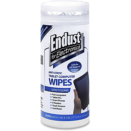 Endust Anti-Static Tablet Wipes 70ct. - For Tablet PC, Desktop Computer, Display Screen, Mobile Phone, Digital Text Reader, Handheld Device - 12596