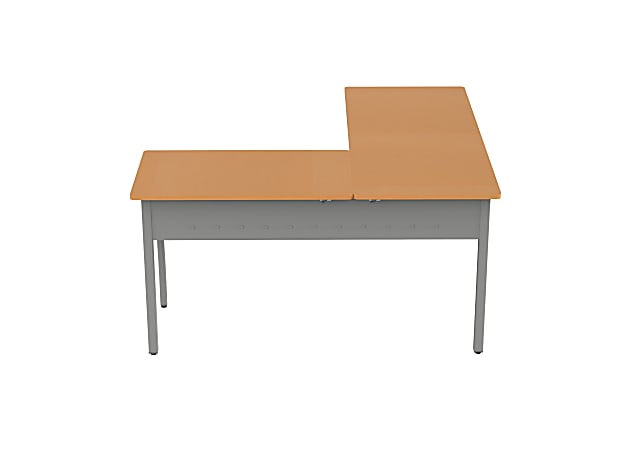 Linea Italia, Inc L-Shaped Corner Desk, 60"W, Maple/Gray