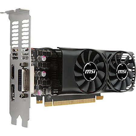 MSI NVIDIA GeForce GTX 1050 Ti Graphic Card - 4 GB GDDR5 - Low-profile - 1.29 GHz Core - 1.39 GHz Boost Clock - 128 bit Bus Width - PCI Express 3.0 x16 - DisplayPort - HDMI - DVI