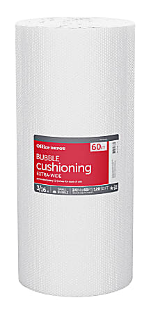 Office Depot® Brand Small Bubble Cushioning, Extra-Wide, 3/16" Thick, Clear, 24" x 60'