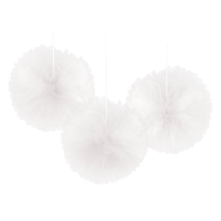 Amscan Fluffy Decorations, 12" x 12", White, Pack