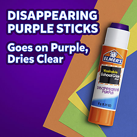 Elmer's Jumbo Washable Disappearing Purple Glue Sticks - 0.77 Oz Pack Of 6