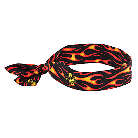 Ergodyne Chill-Its 6700 Evaporative Cooling Tie Bandana, Flames, Pack Of 24 Bandanas