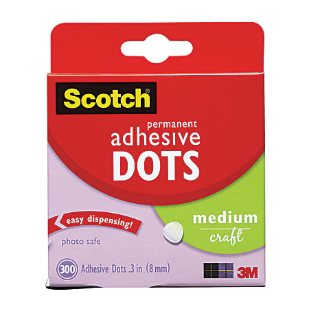 Scotch® Permanent Adhesive Dots, Medium Craft, Pack Of 300