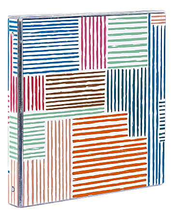 Office Depot® Brand Fashion 3-Ring Binder, 1" Round Rings, Multicolor Geo