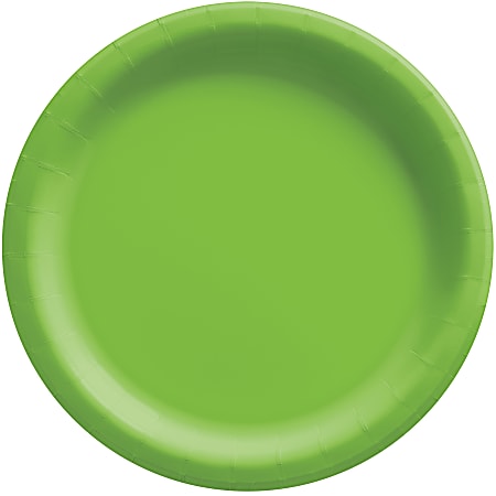 Amscan Round Paper Plates, Kiwi Green, 6-3/4”, 50 Plates Per Pack, Case Of 4 Packs