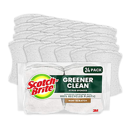 Scotch-Brite Greener Zero Scratch Sponges, 24 pack-Scrubbing Sponges, 100% Recycled, Great For Washing Dishes and Cleaning Kitchen