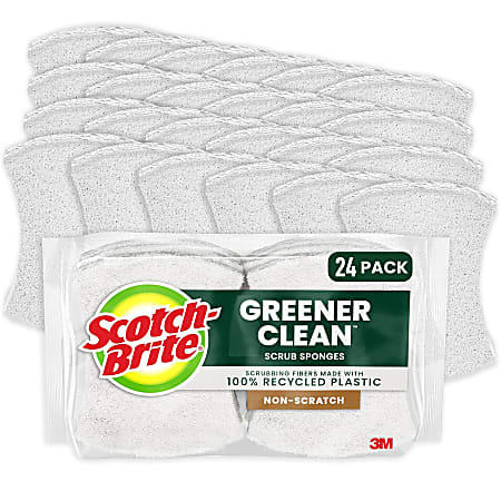 Scotch-Brite Greener Zero Scratch Sponges, 24 pack-Scrubbing Sponges, 100% Recycled, Great For Washing Dishes and Cleaning Kitchen